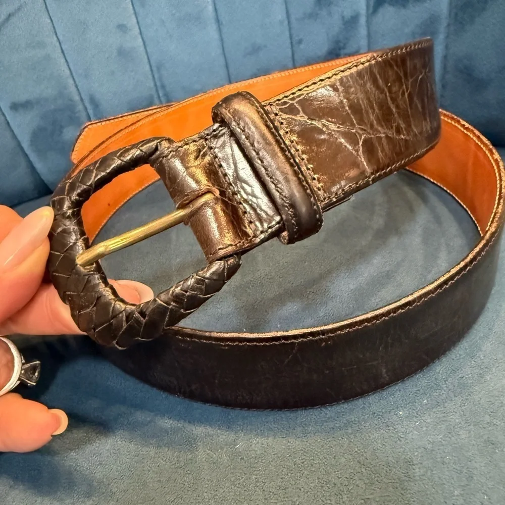 Zele Bullhide Leather Belt Braided Buckle Large 32